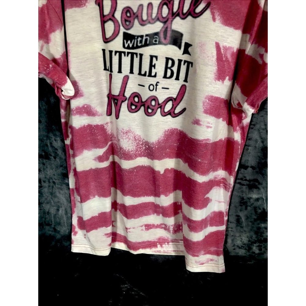 Bougie With A Little Bit Of Hood Women’s T-Shirt Tie Dye Bleached Extra Large - Picture 6 of 11